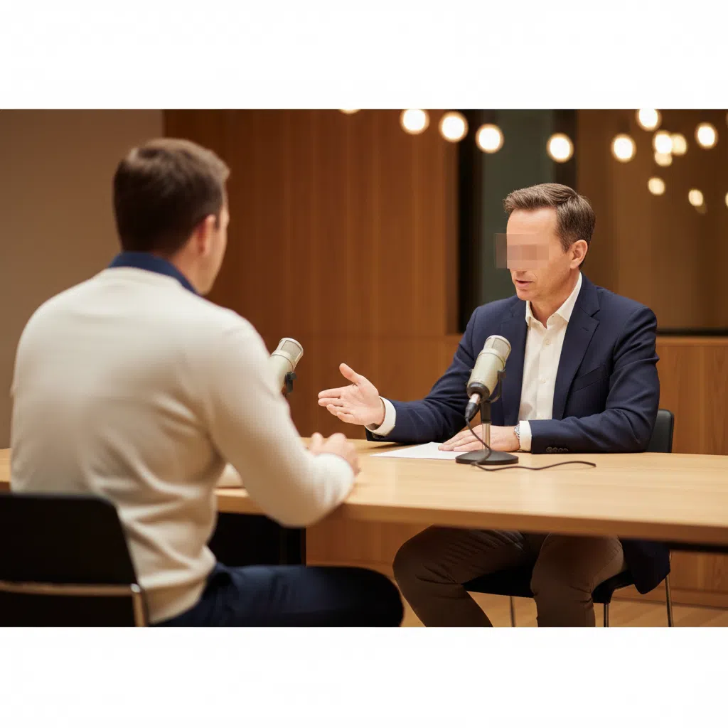 Redaktionelt interview-studie - to anonyme personer i samtale, set fra siden